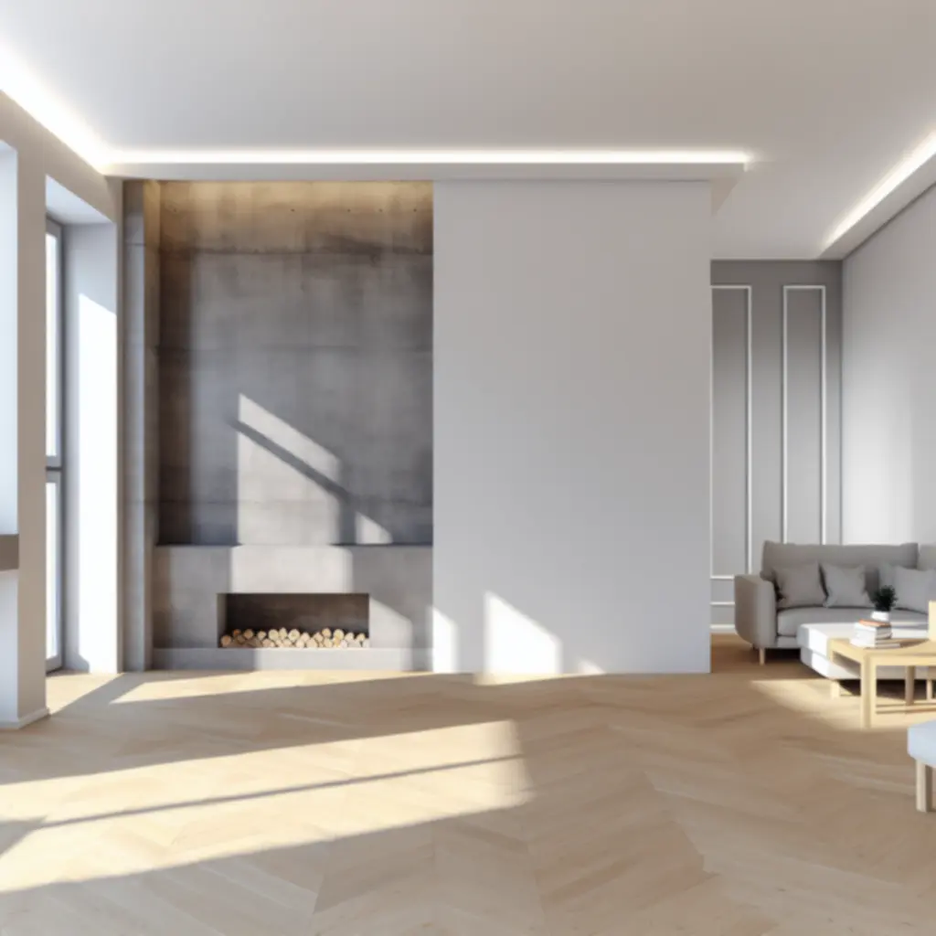 Luksusowe wnętrze z naturalnymi materiałami i nowoczesnym designem